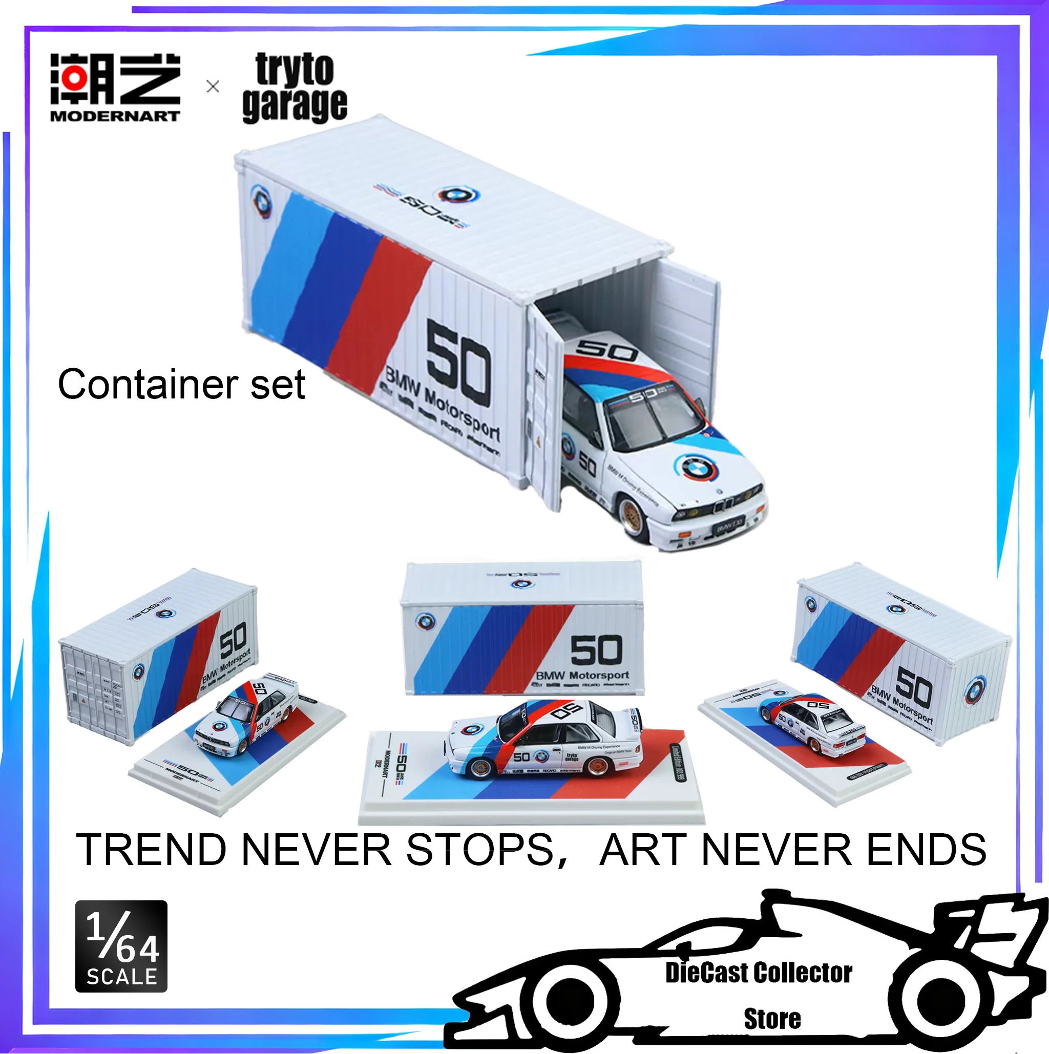 

MODERNART Tryto Tarage 1:64 Jointly-Designed BMW E30 M3 DTM Container Version Alloy Car Model Children Gift