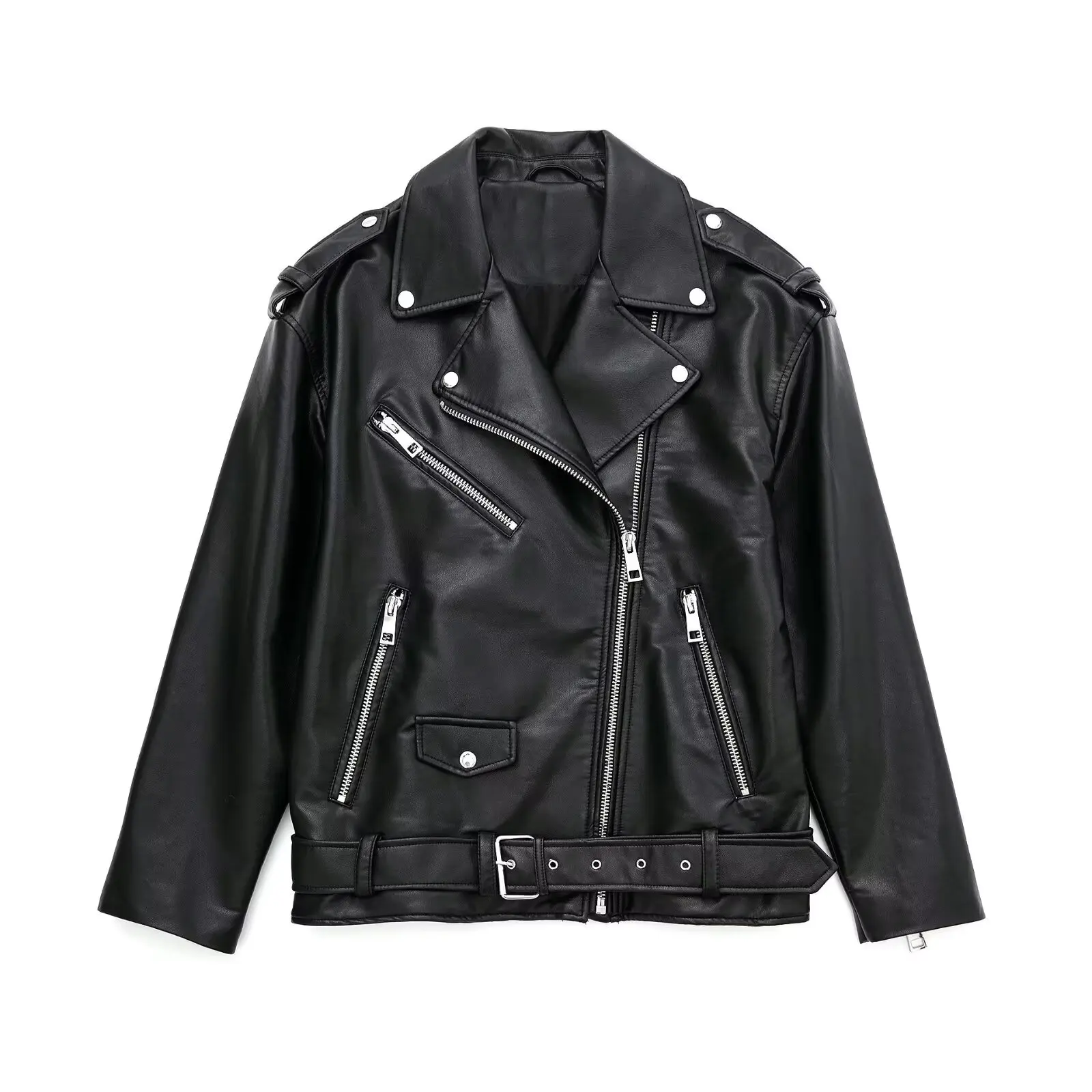 American hottie street motorcycle leather jacket spring and autumn new niche high-end leather jacket