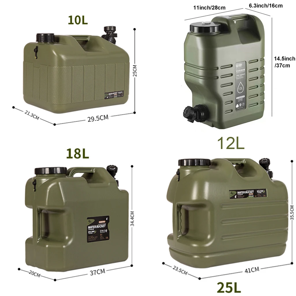 Imagem -03 - Desert Fox 10l 12l 18l 25l Grande Recipiente Transportador do Tanque de Água Verde Militar com Torneira para Camping ao ar Livre Caminhadas Acessórios