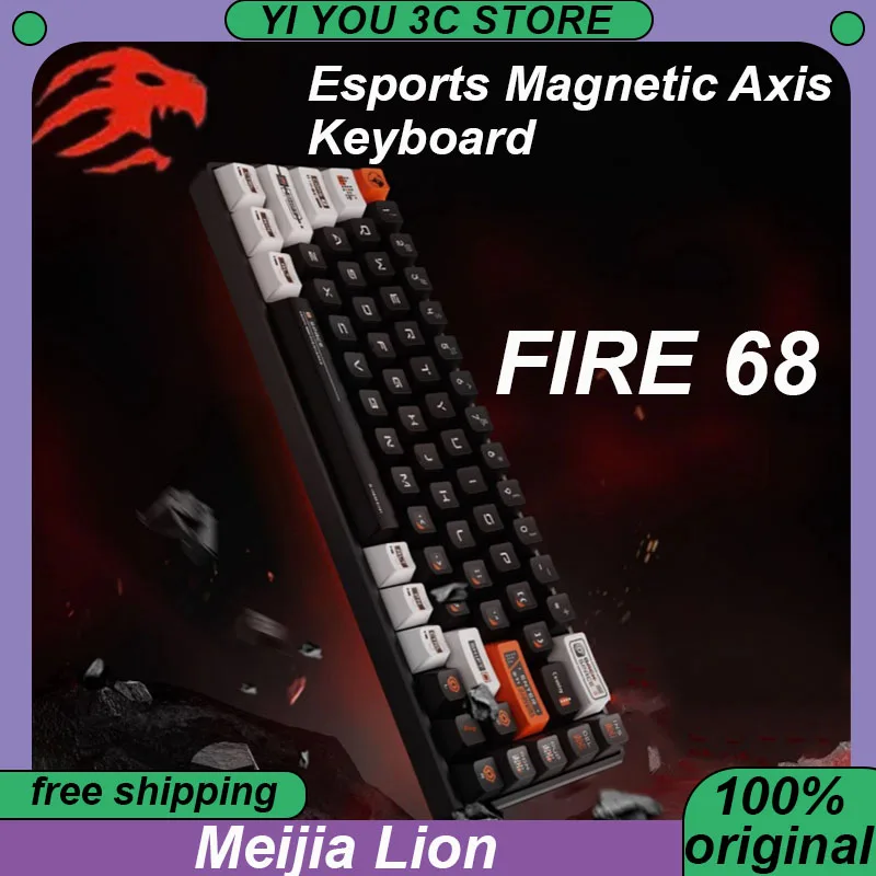 

Meijia Lion FIRE 68 Esports Magnetic Axis Keyboard 68Keys Wired Mechanical Keyboard Hot Swap Backlight 8K PC Accessory Custom