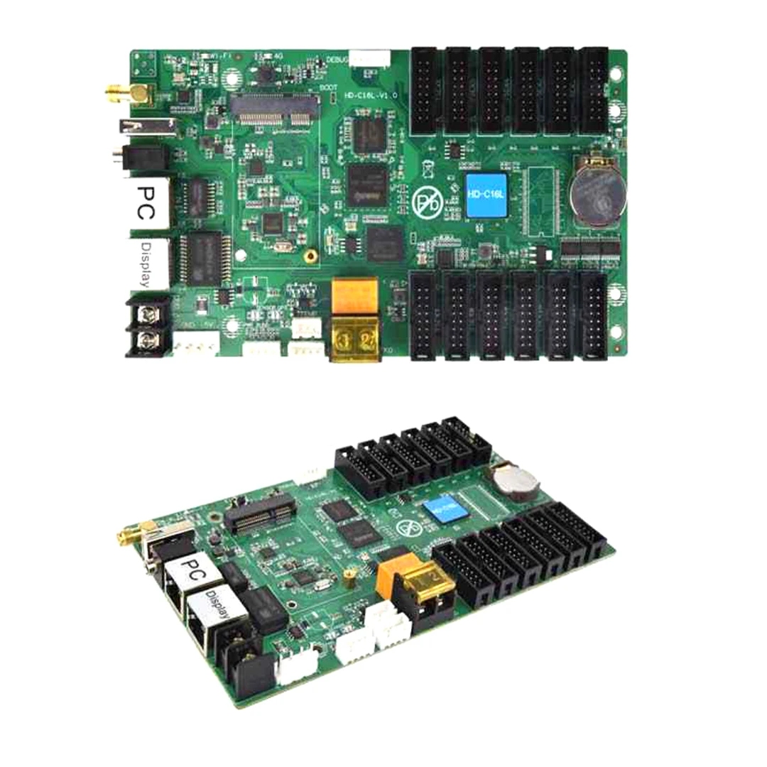 HD‑C16L LED Sender Board 650K Pixels 12×HUB75E 2‑Ch 1080P Out Max 8192×1920 for Custom LED Advertising Panel