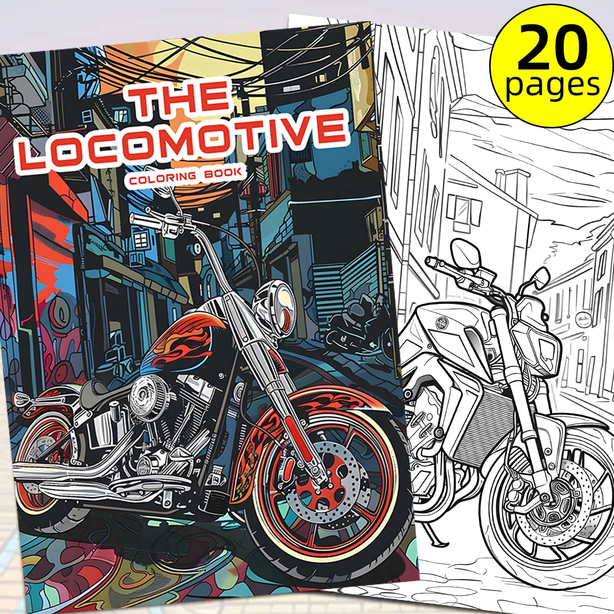 1PC Motorbike Coloring Book Motorcycle Drawings for Kids Teens Adults Creative Inspirational Stress Relief Relaxation 20 Pages