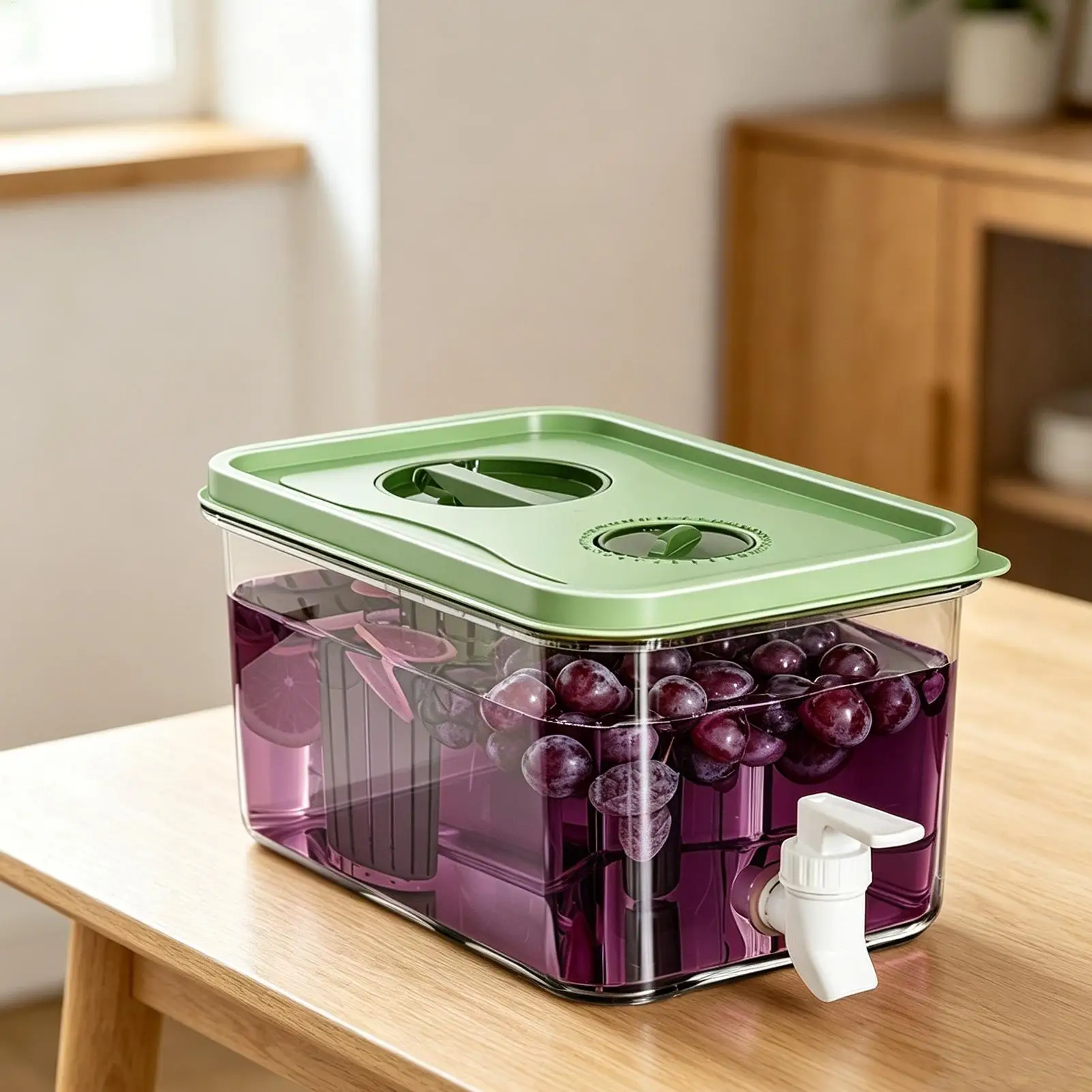 Drink Dispenser for Fridge 2.8L Water Container with Spigot Drink Dispenser Fridge for Pantry Party Countertop Home Kitchen