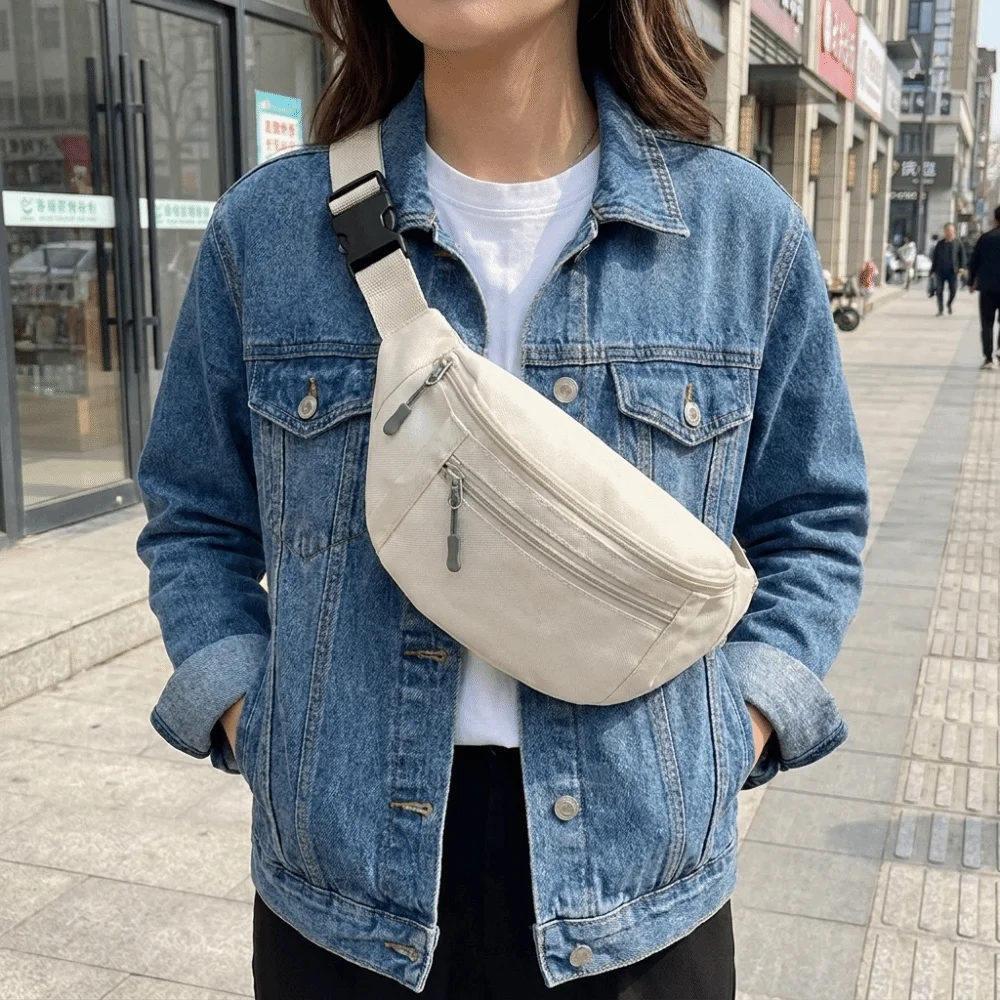 Large Capacity Fanny Pack Waterproof Zipper Pocket Waist Crossbody Bag Adjustable Strap Multi-Pocket Hands-Free Bag Traveling
