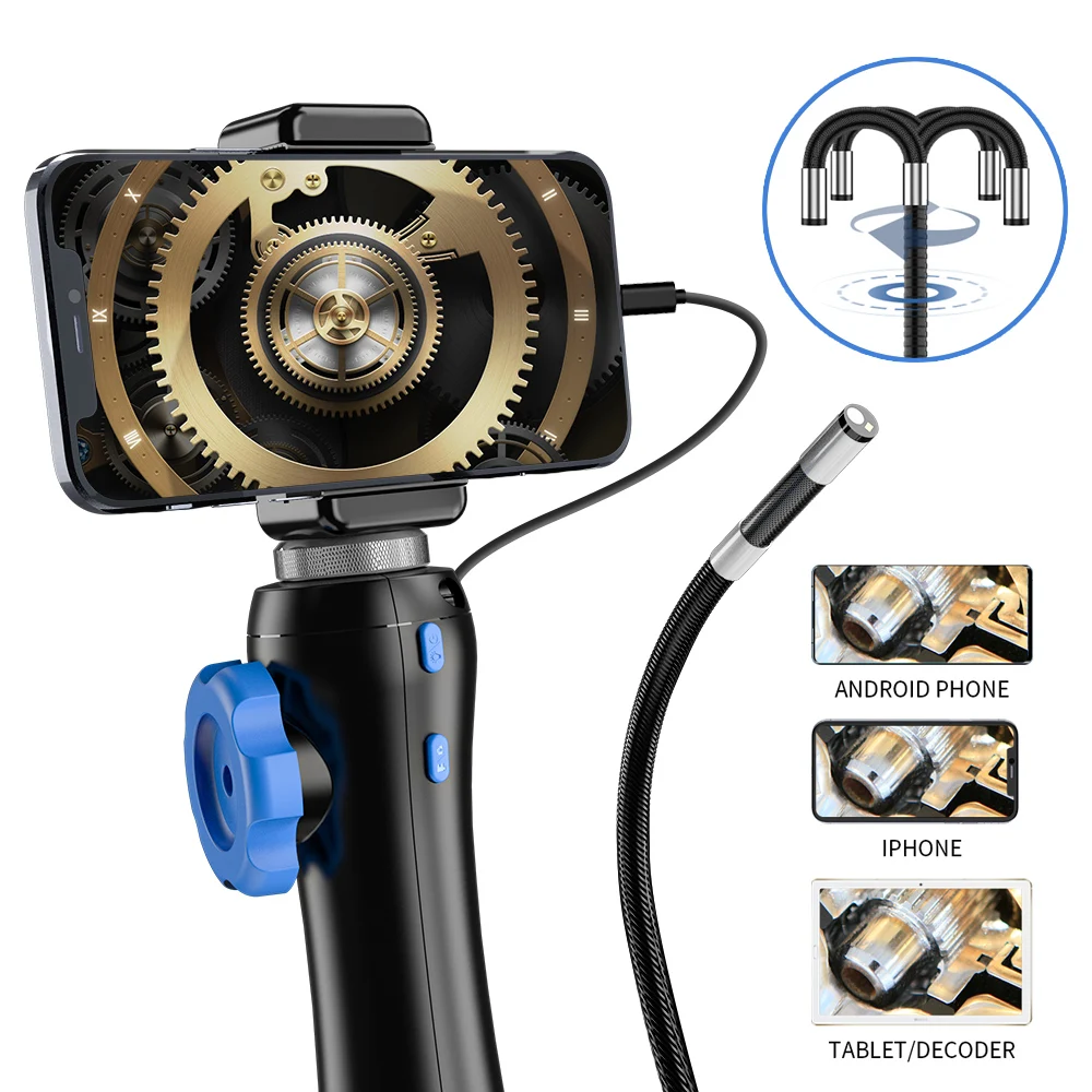 WDLUCKY HD 360° 6MM Endoscope Camera Inspection 1M IP67 Waterproof Two-way Articulation With 6LEDS For IOS Android