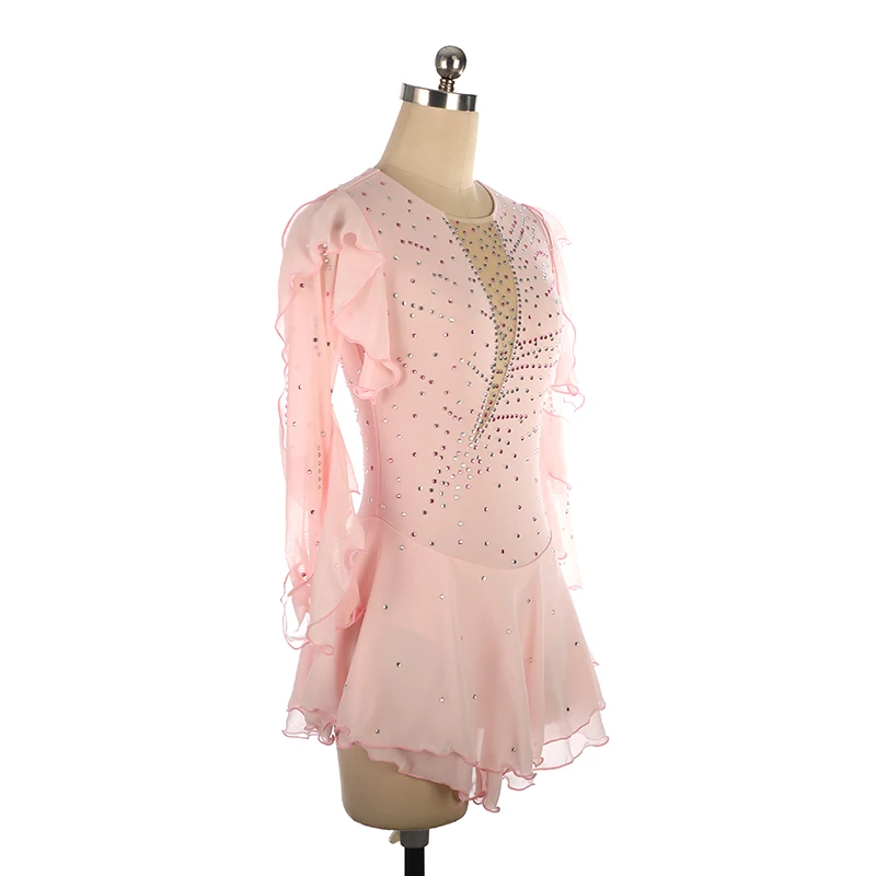 Professional Custom Figure Skating Competition Costume Figure Skating Performance Costume Light Pink 20 Colors