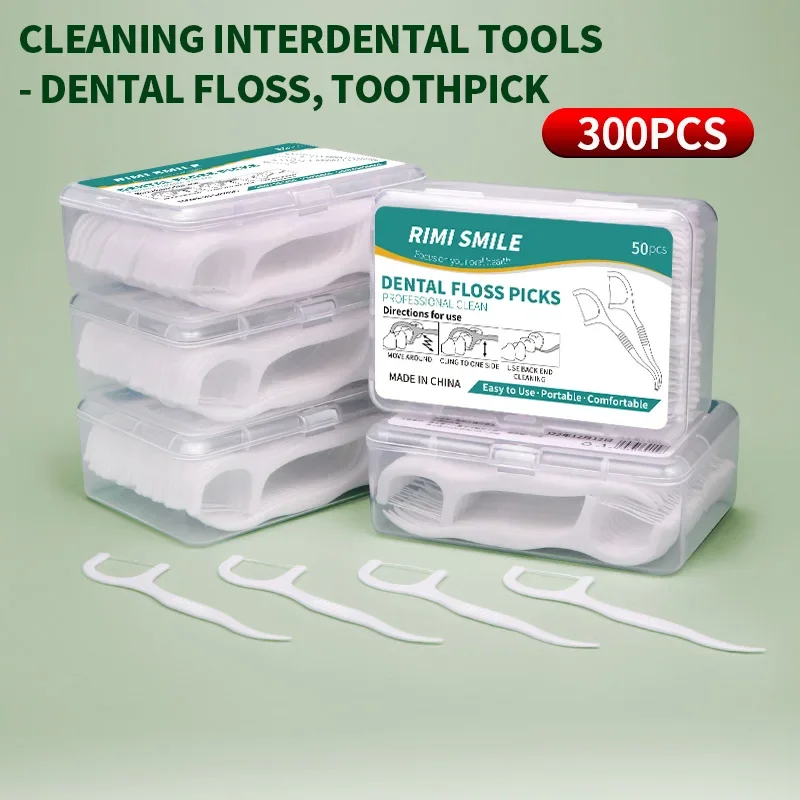 RIMI SMILE 6 boxes/300 toothpick set  disposable portable dental floss, suitable for cleaning interdental space tools Wholesale