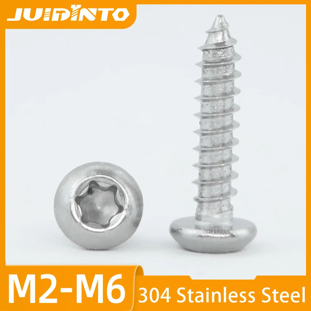 20–50 Stück Torx-Flachkopf-Blechschraube, sechs Lappen, Edelstahl, M2, 2,3 M2,6, M3, Torx-Holzschraube, Diebstahlsicherung, Nummernschild