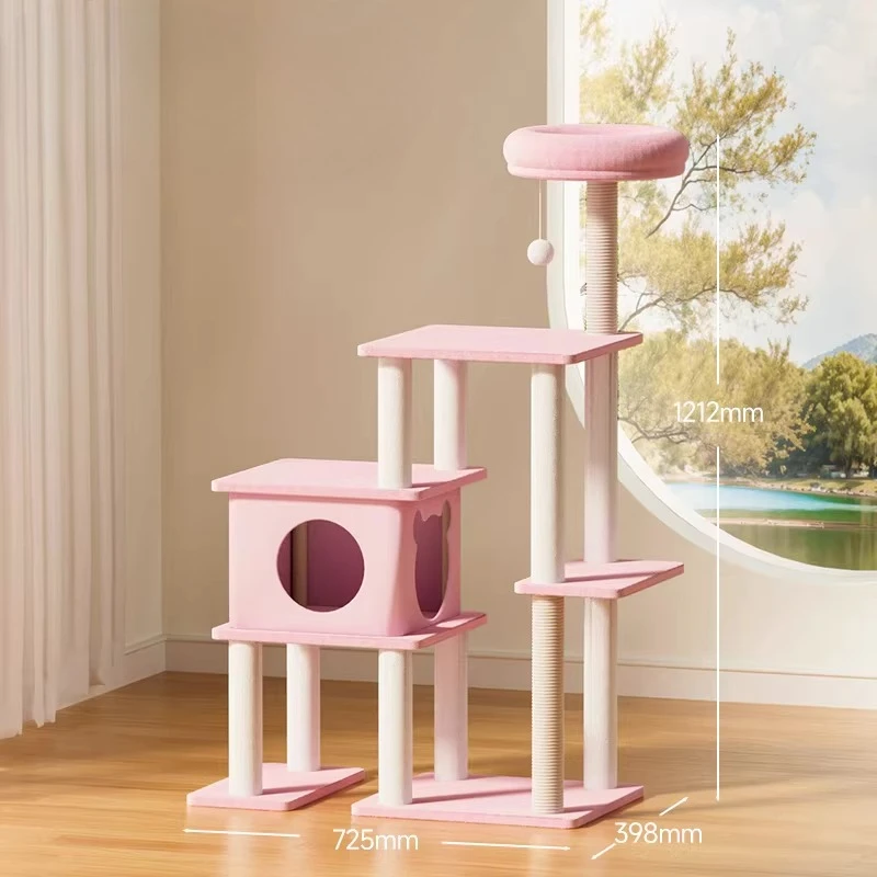 

Accessories Cat Tower Indoor Modern Stairs WoodenLuxury Cat Tower Scratcher Mat Shelves Supplies Rascador De Gatos Pet Supplies