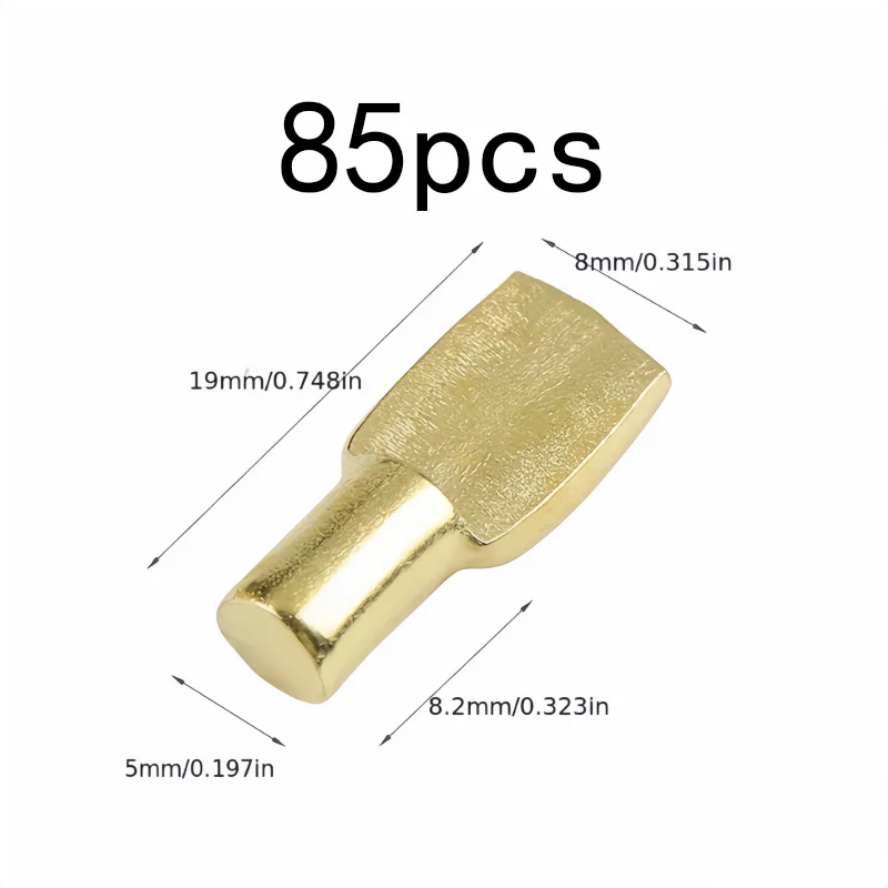 5mm Standard Peg Size Iron Cabinet Pins 85 pcs, perfect for Wardrobe Layer Pins, Gold Plated Finish, Multipurpose