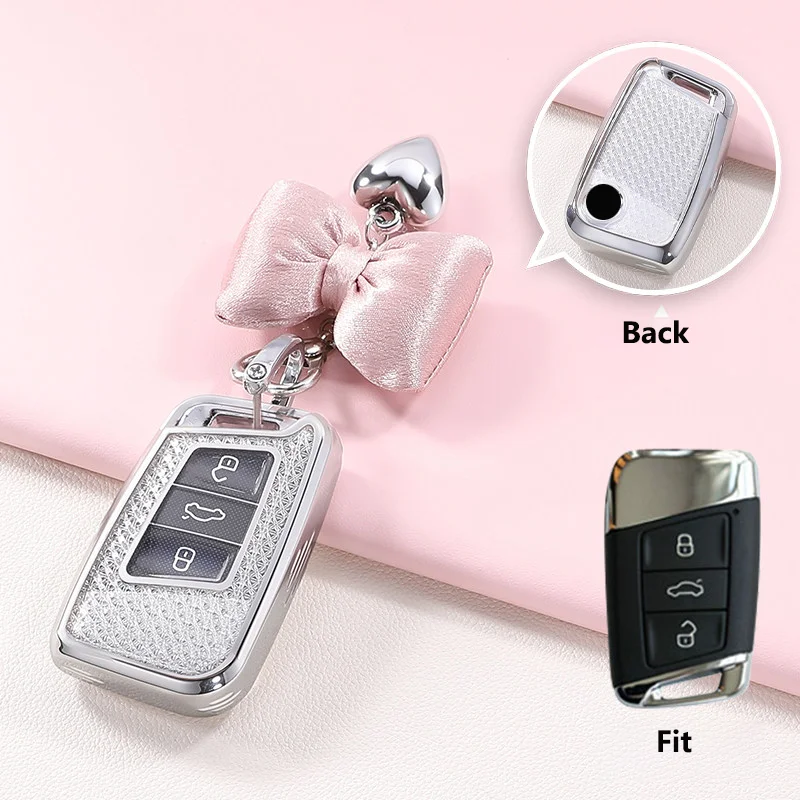 Crystal TPU Key Case for VW for Volkswagen for Magotan GTE Passat B6 B7 B8 CC Skoda Fabia Superb Kodiaq A7 Key Cover Fob Holder view 5