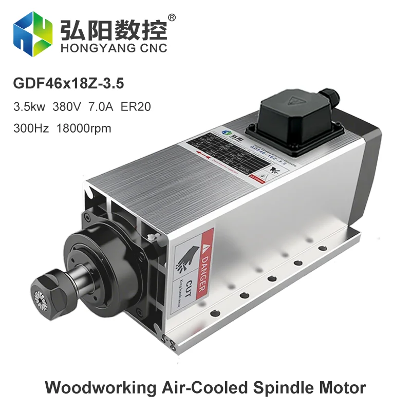 3.5KW Air-Cooled Spindle Motor 380v ER20 Collet 300Hz Flange Mount Motor Extended 4 Bearing CNC Milling Machine Wood Carving