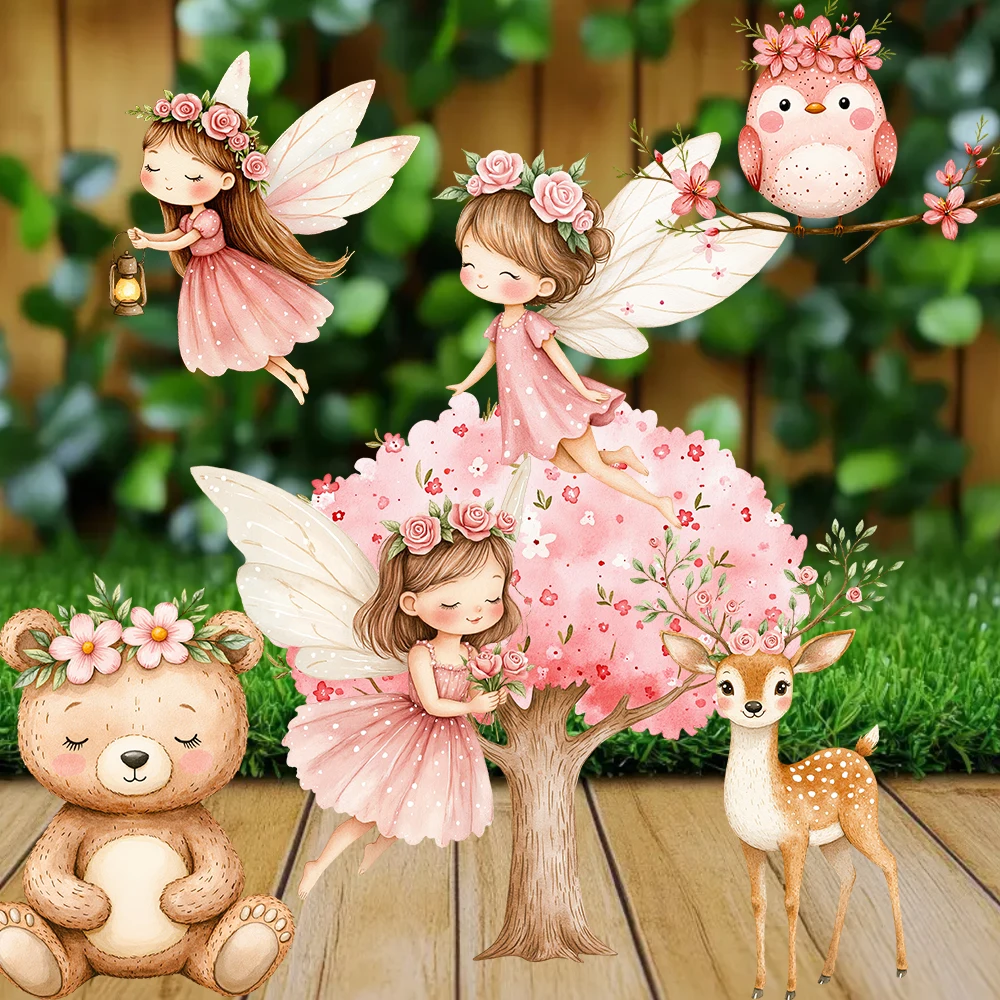 الوردي الجنية القواطع المائية حديقة الجنيات الأزهار KT رغوة مجلس كرتون حفلة عيد ميلاد الديكور خلفية استحمام الطفل الدعامة