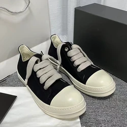 Rick Women's Shoes 24ss Hot Sale Black Canvas Sneakers Lace-up Owens Male Sneakers Classic Casual High Street RO Shoes