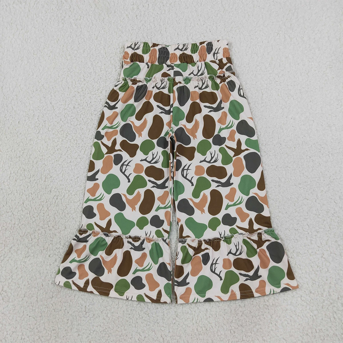 Baby Girl Clothes Cute Green Brown Camo Deer Ducks Hunting Ruffle Flare Pants Bottom Children Toddler Kids Clothing Wholesale