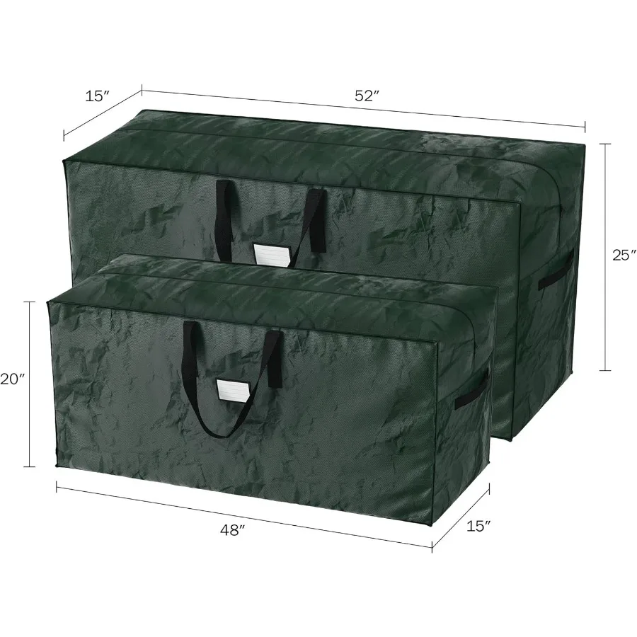 مجموعة من 2 أكياس تخزين مقاومة للماء لأشجار عيد الميلاد الاصطناعية المفككة بطول 17 قدمًا وديكورات العطلات مثالية للاستخدام الداخلي #3