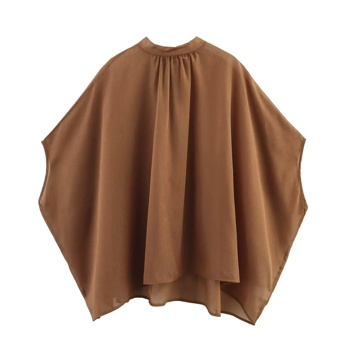 RARA 2025 Women's Cape - style Top with Stand - up Collar and Tie - front Detail for Layering and Trendy Outfits