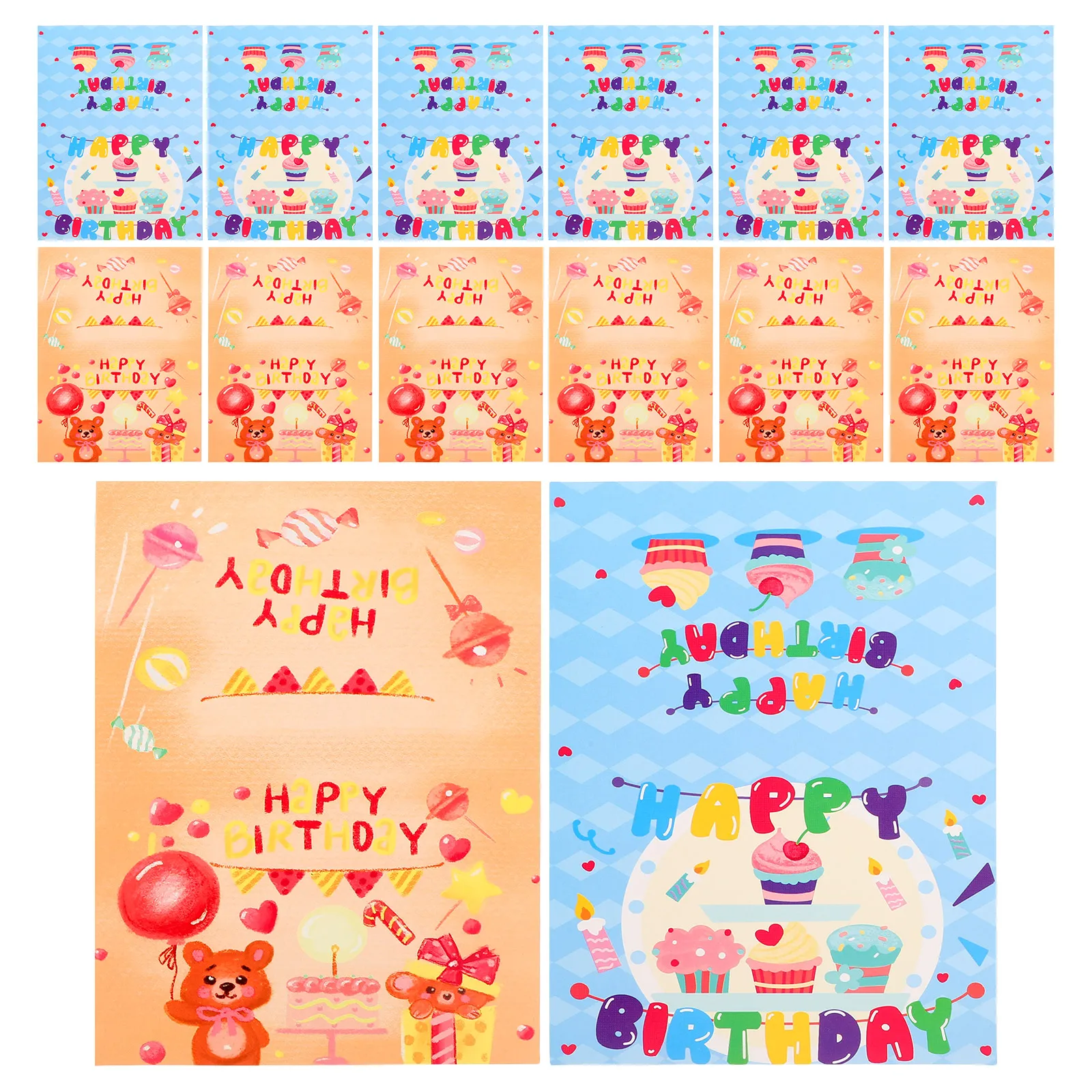 

20 pcs Birthday Greeting Cards Handdrawn Kids Thank You Foldable Blank Postcards Celebration Notes for Children Gratitude