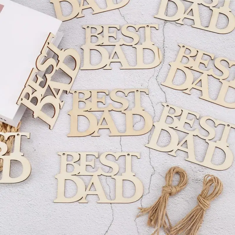 Fathers DAD Day Crafts Wooden Letter Ornaments Cutouts Tags Creative DIY DAD Wood Ornaments Best Dad Ever Decorations for Home