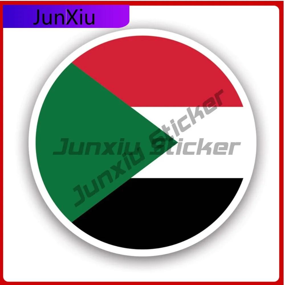 

Round Sudanese Flag Sticker Creative Decals Sudan Sdn Sd Circle State Flag Patriotic Car Sticker Vinyl Decal Waterproof Durable