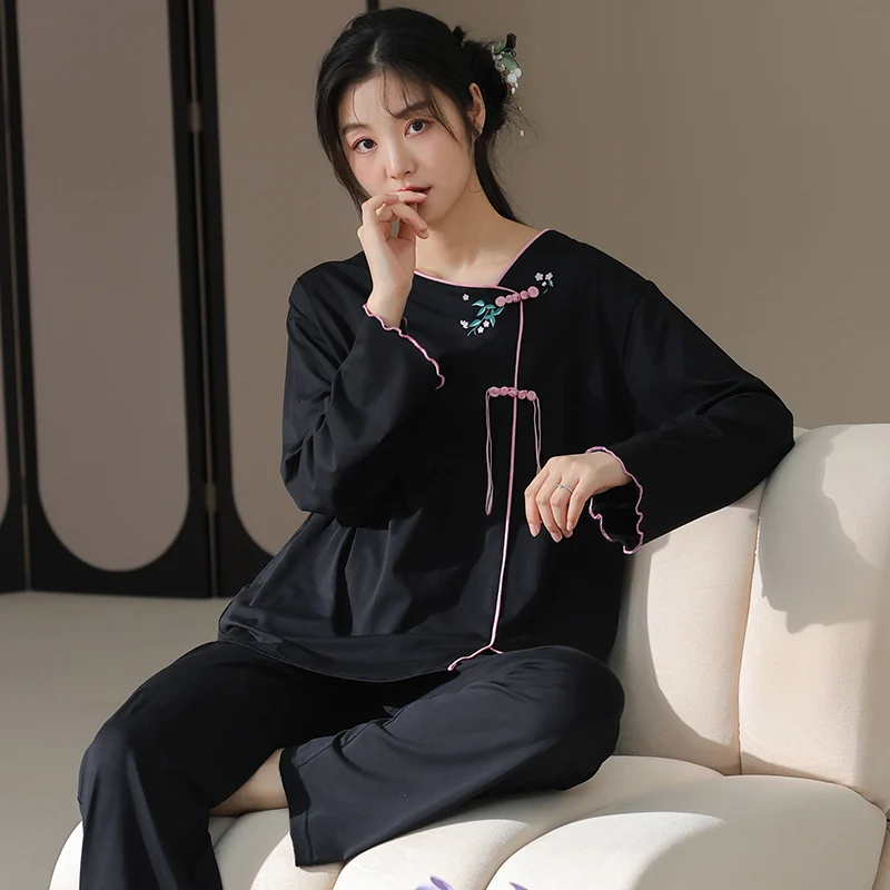 

Autumn Winter Sleepwear Cotton Women's pajamas Casual Soft Sweet Female Pyjamas Long Sleeve Round Neck pajamas set