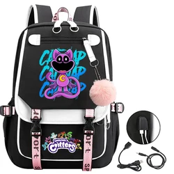 Mochila con estampado de Catnap para niñas adolescentes, morral con carga Usb para ordenador portátil, mochilas escolares de viaje para mujer, bolsa de libros de dibujos animados