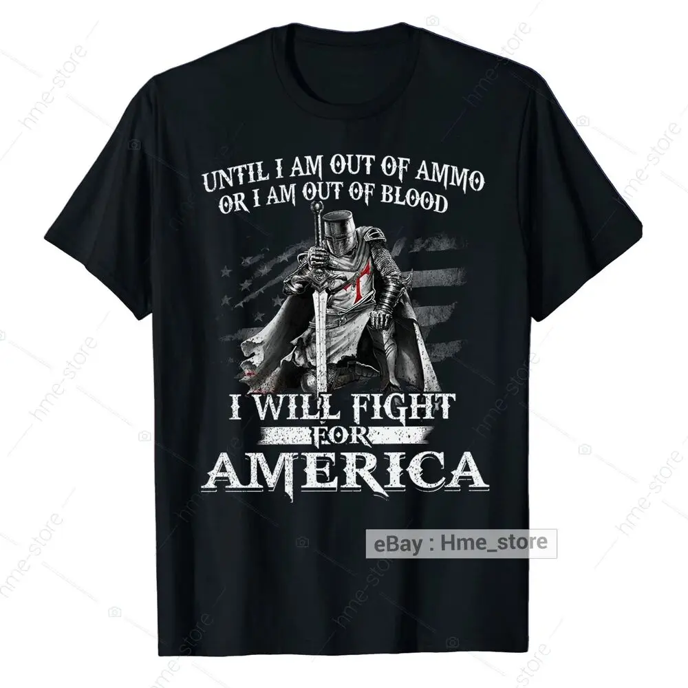 Knight Templar USA Flag Patriotic T-Shirt Christian  Veteran Soldier Tee Anime Graphic T-shirts