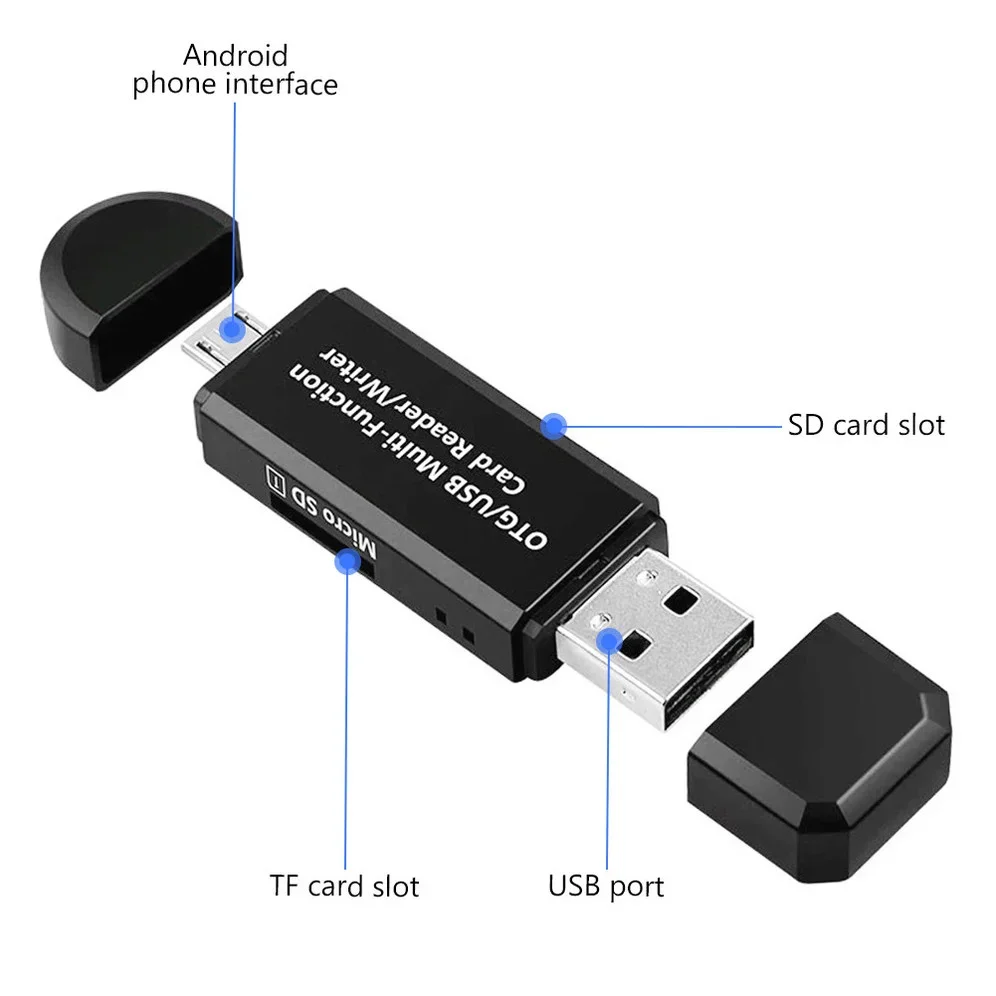 Grwibeou-ユニバーサルマイクロUSBTFおよびSDカードリーダーアダプター,2 in 1,otgメモリ,usb 2.0,電話,コンピューター,ラップトップに適合