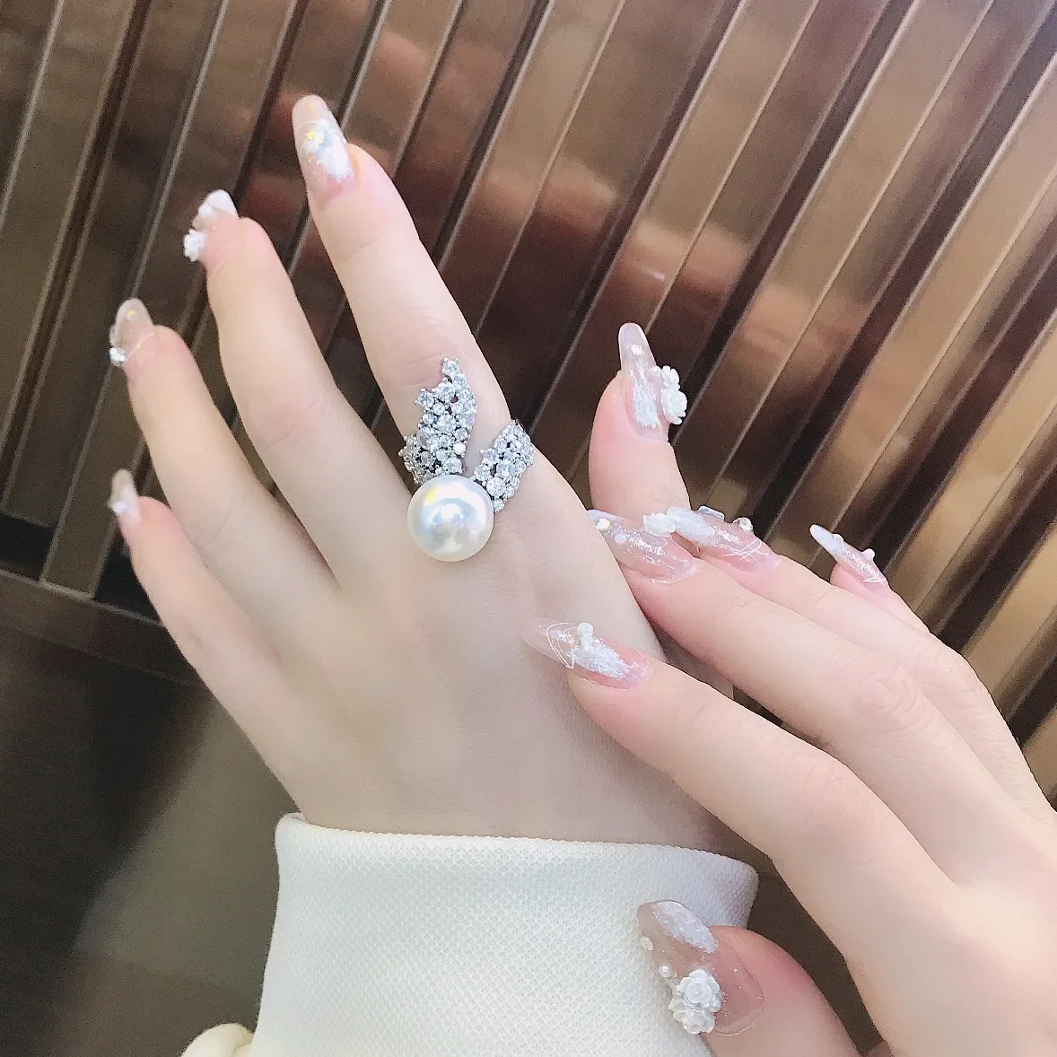 MDL Moissanit1 نمط الفرنسية الأسترالية الأبيض حبة خاتم الماس الكامل Ins المتخصصة الاتجاه الرجعية عالية الشعور صافي نماذج العشاء الأحمر #2