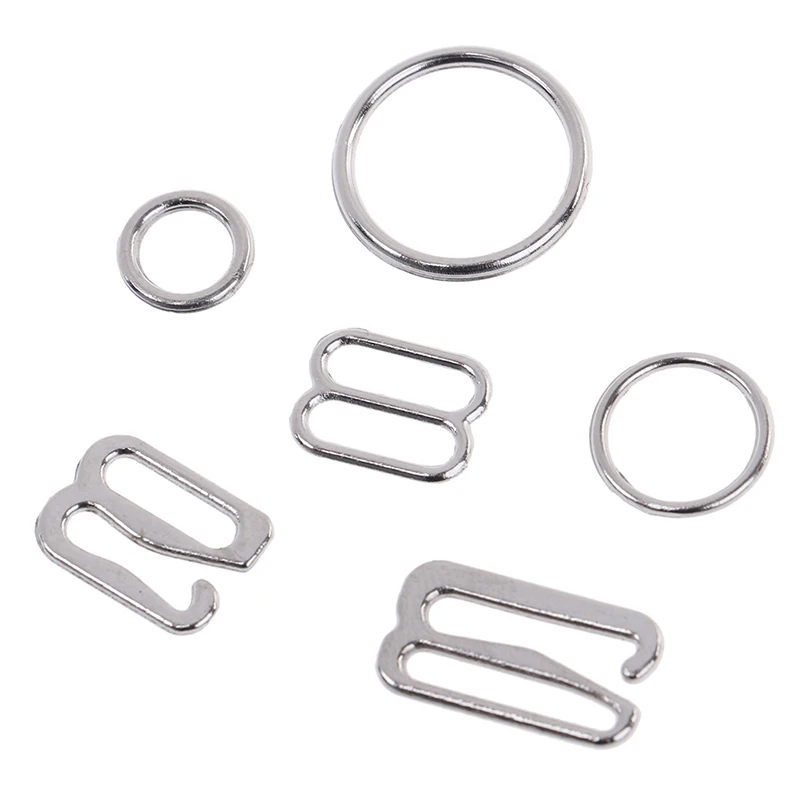 100 Pcs Silver Metal Bra Strap Adjuster Slider/hooks/o Ring Lingerie Sewing Craft