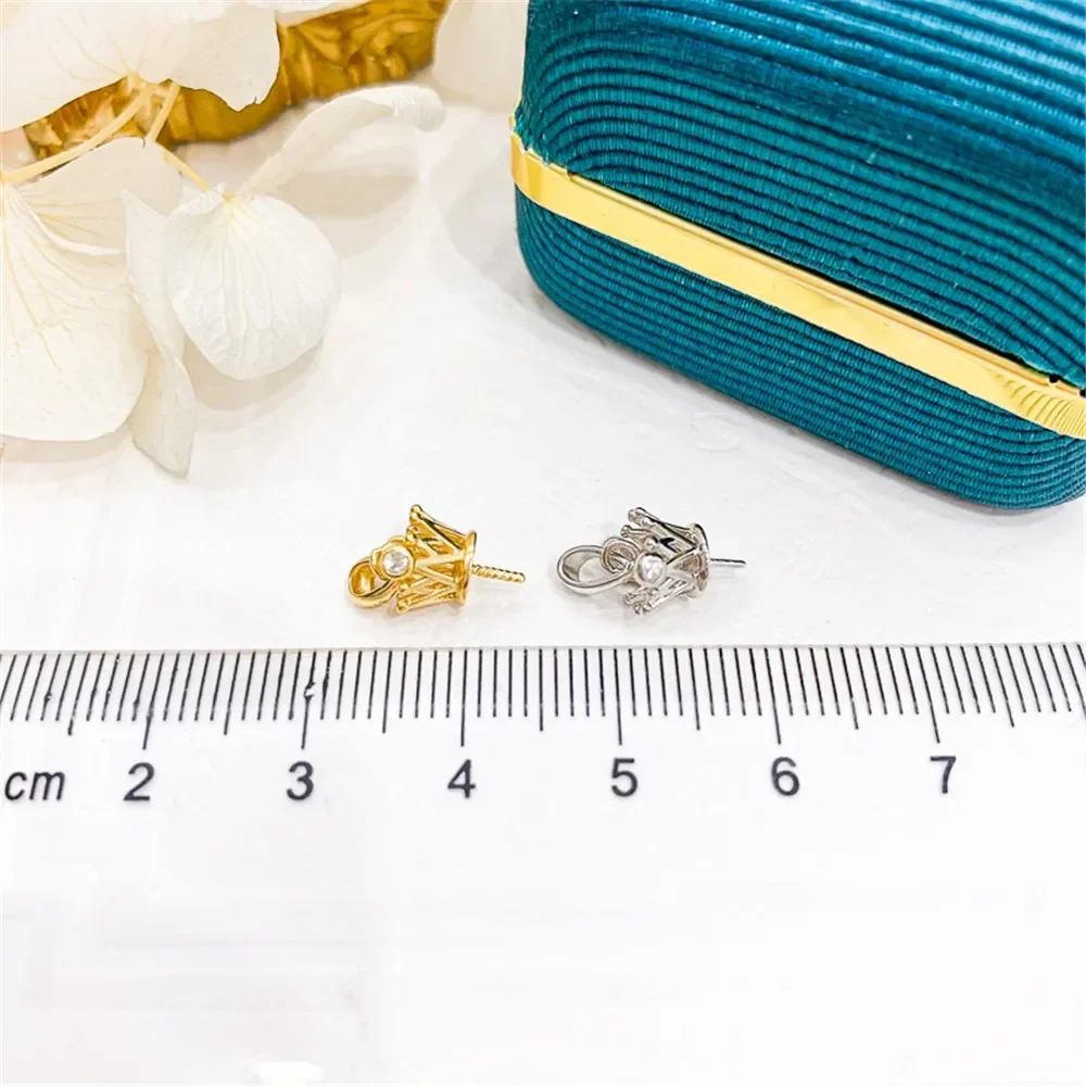 925 Silver Half Hole Eye Pins Beads End Caps Top Drilled Pendant Bails Connector DIY Jewelry Accessories No Pearl No Chain P035