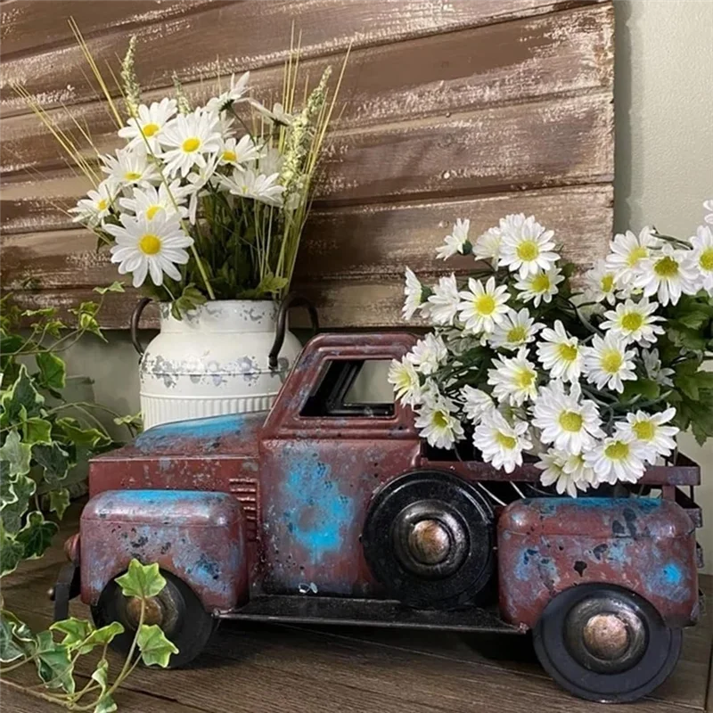

SYW-Retro Scrapped Truck Flower Pots Flowers And Plants Succulent Potted Resin Crafts Ornaments
