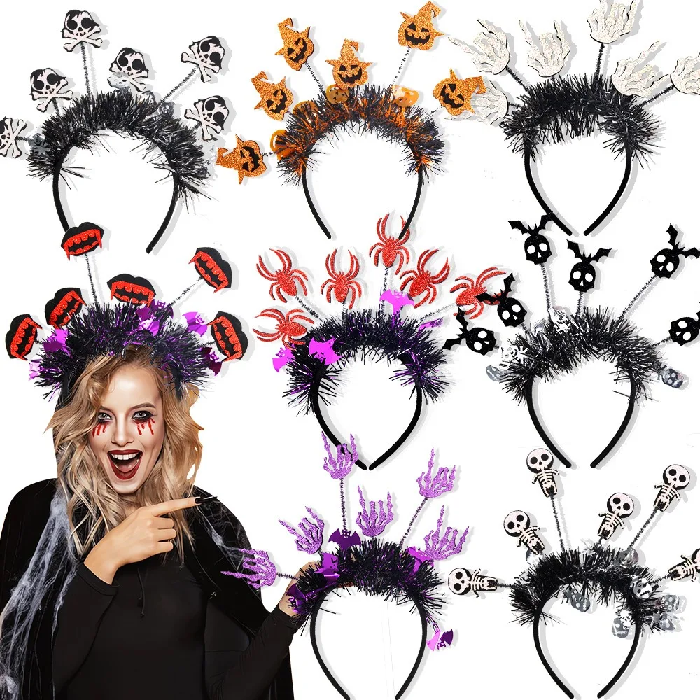 

Halloween Headband Makeup Party Pumpkin Spider Bat Head Band Ghost Festival Costumes Happy 2024 Halloween Masquerade Hair Decor