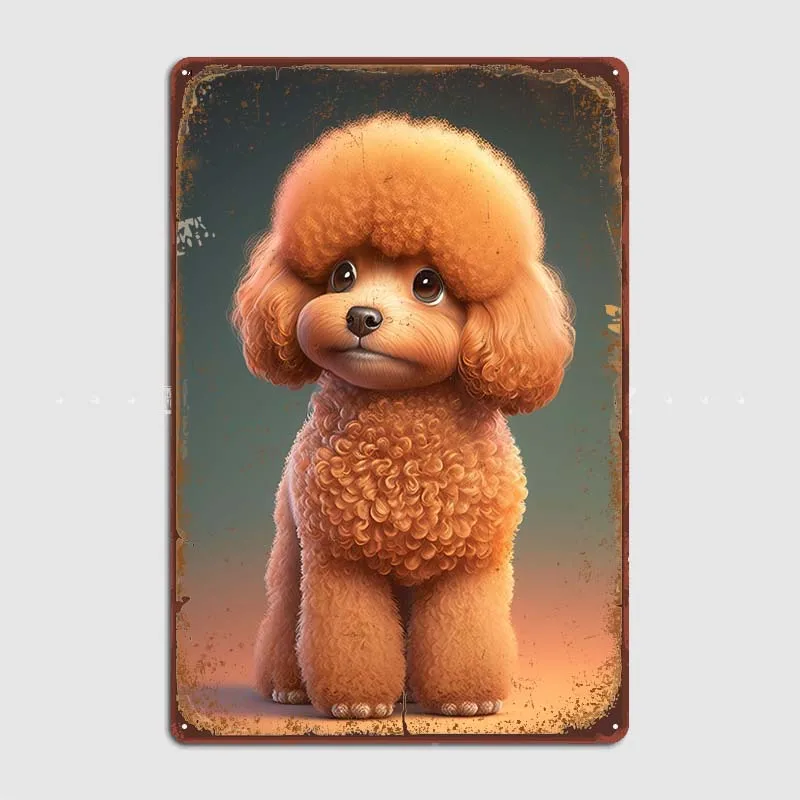 

Red Poodle Kawaii Cartoon Metal Wall Art Mural Retro Metal Sign Vintage Tin Signs for Office Coffee Bar Wall Decoration Poster