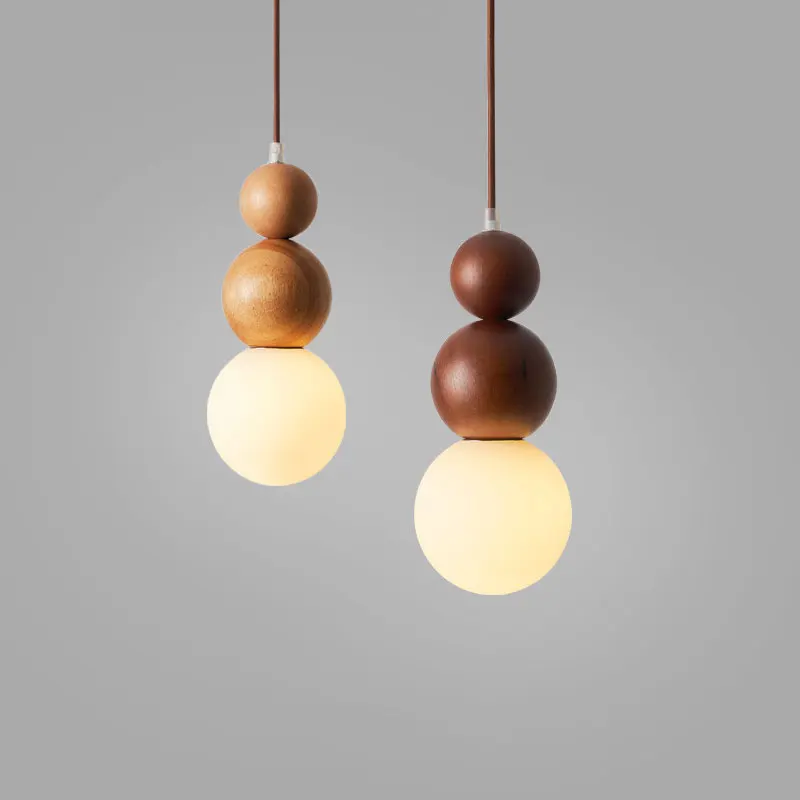 

Japanese Wabi Sabi style walnut colored bar pendant light Nordic wooden style bed lamp homestay restaurant small pendant lamp