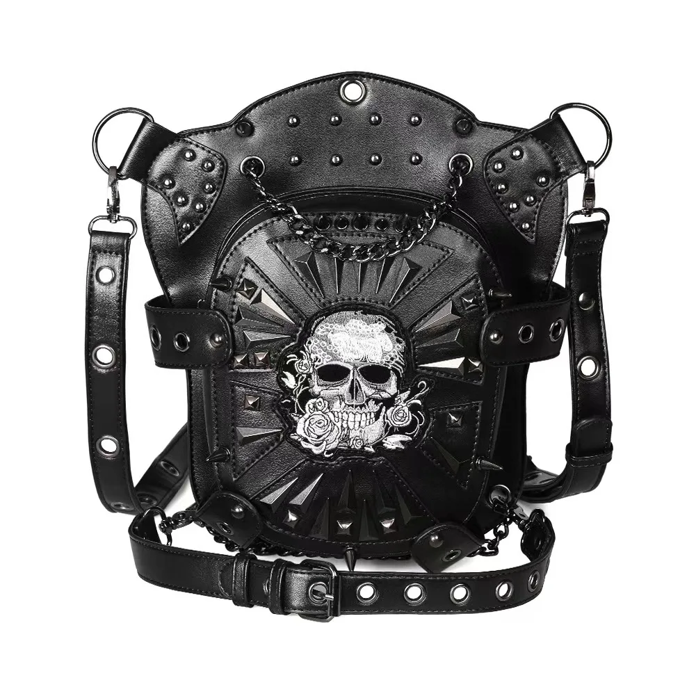

Invincible tops cosplay steampunk gothic style dark elements motorcycle bag large capacity ladies backpack skull elements