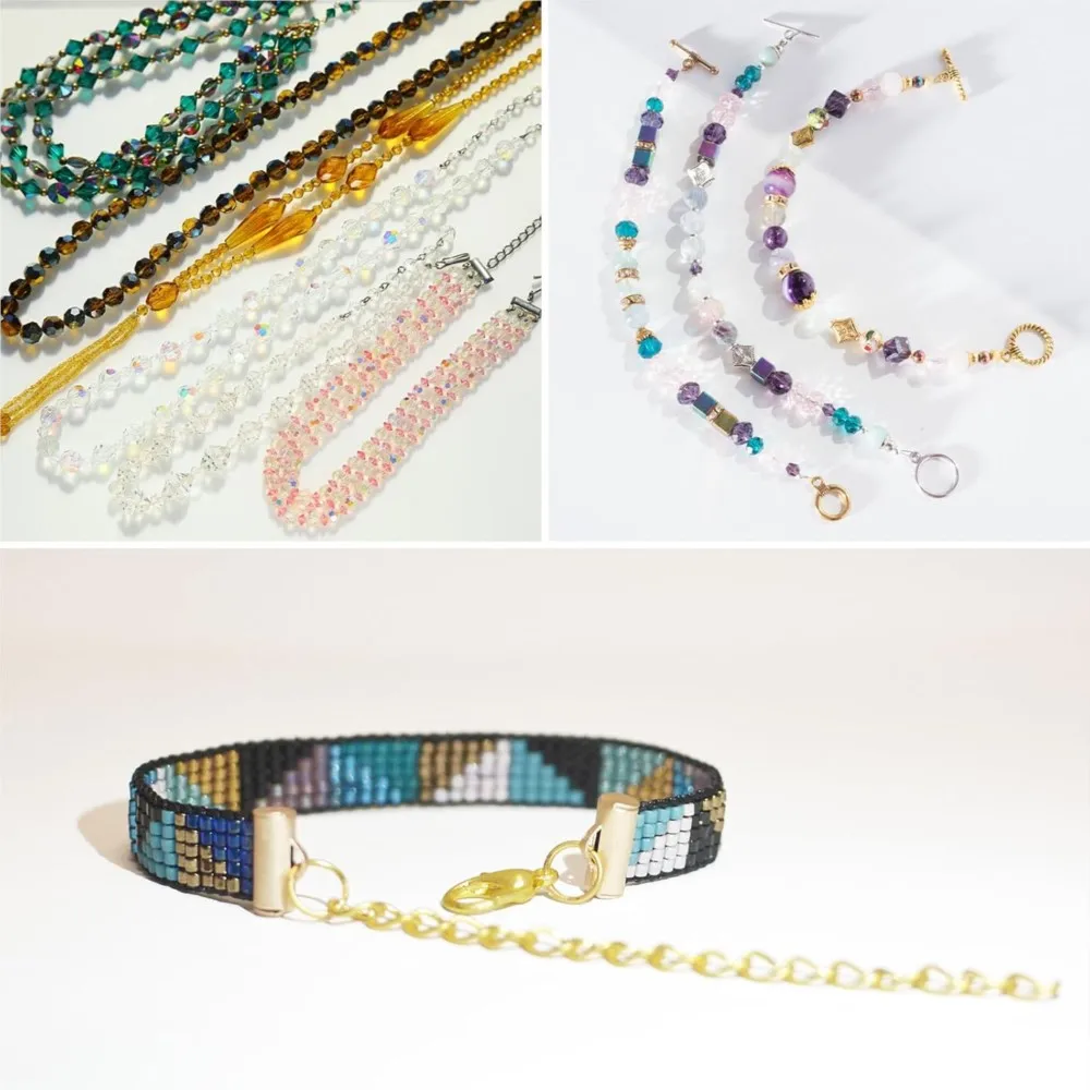 1 scatola di chiusure a moschettone ganci braccialetto connettore terminale cursore chiusura catena di estensione per gioielli fai da te creazione di kit forniture artigianali ricerca