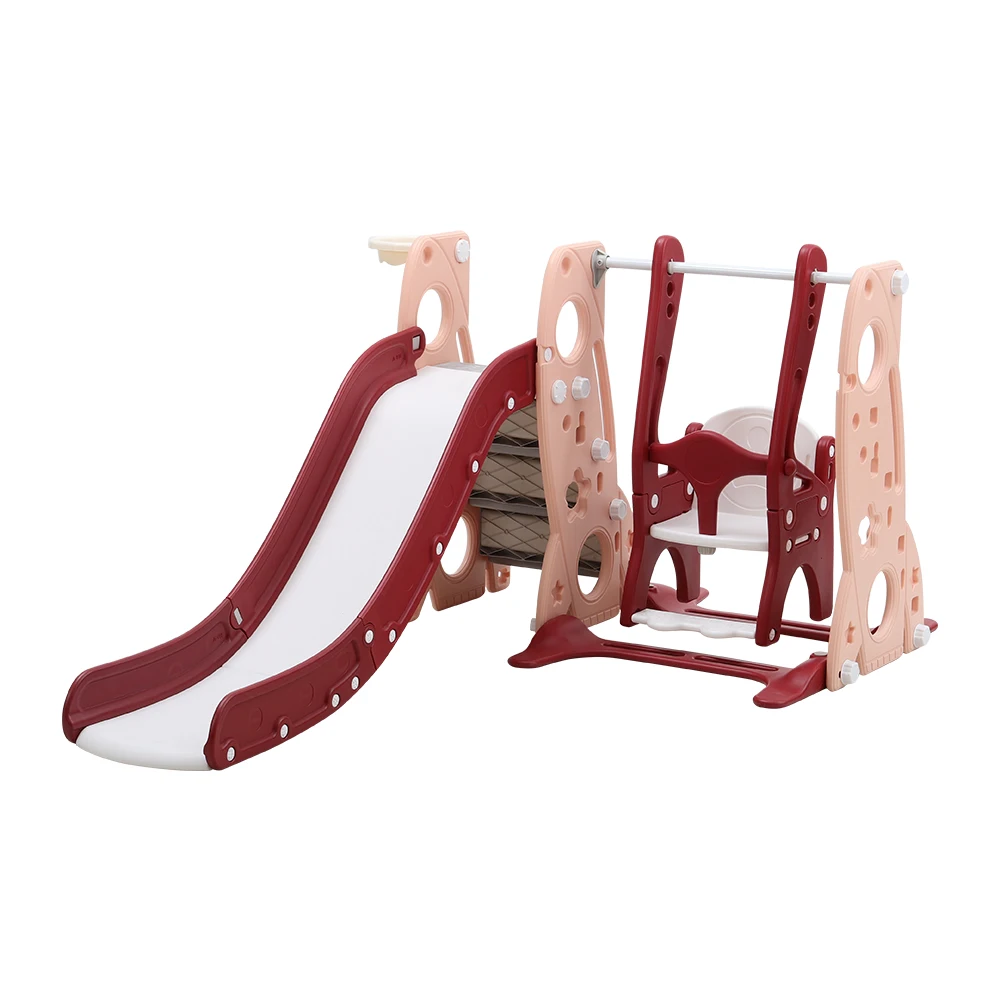 Voltsify Red Kids Swing And Slide Set With Basketball Hoop