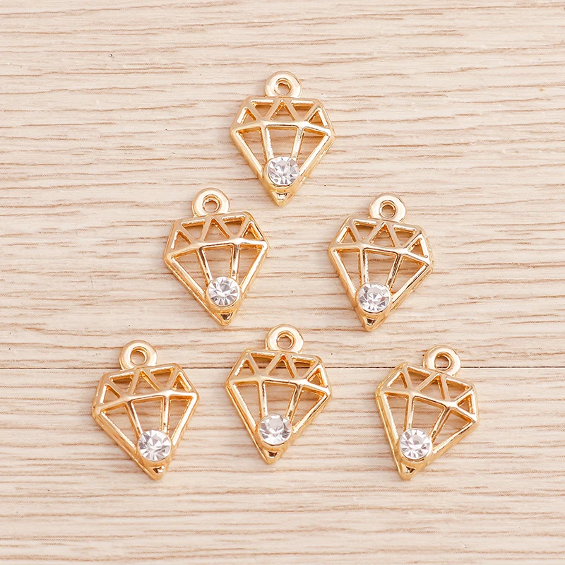 

Tusember 10Pcs 11*15mm Gold Color Alloy Triangle Diamond Shaped Charms DIY For Bracelet Necklace Earring Jewelry Making