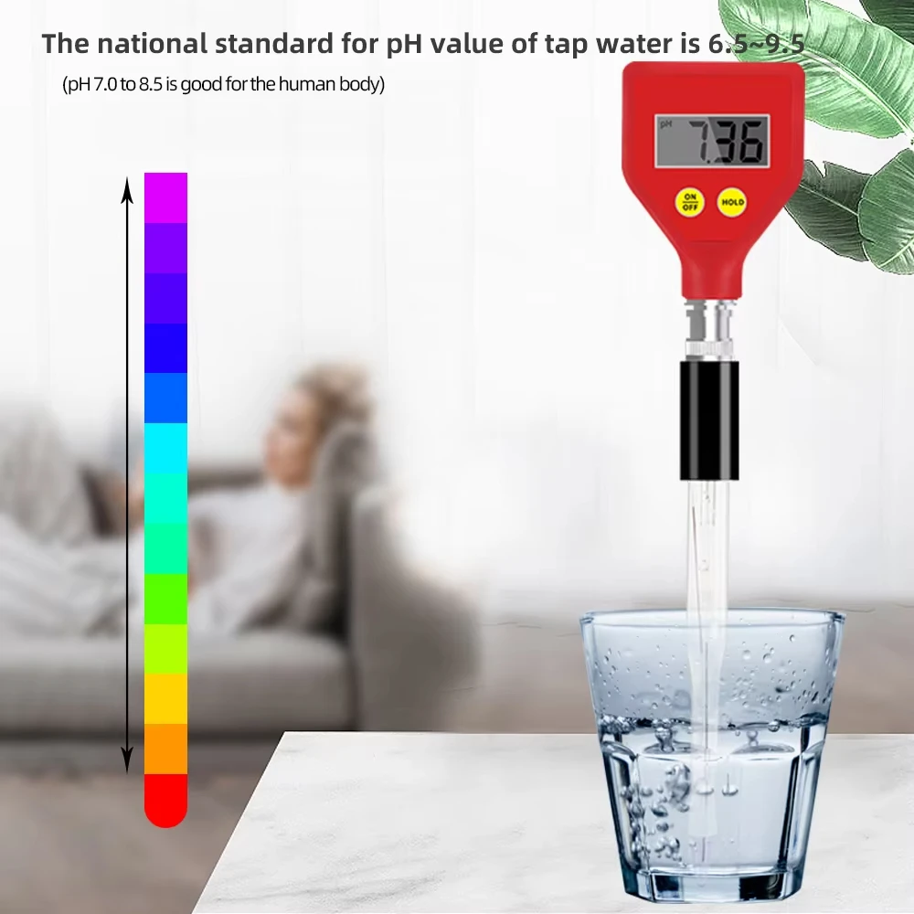 Aquarium PH Meter Water Quality Tester Sharp Glass Electrode PH Measuring Instrumen PH-98108 for Water Food Cheese Milk Soil
