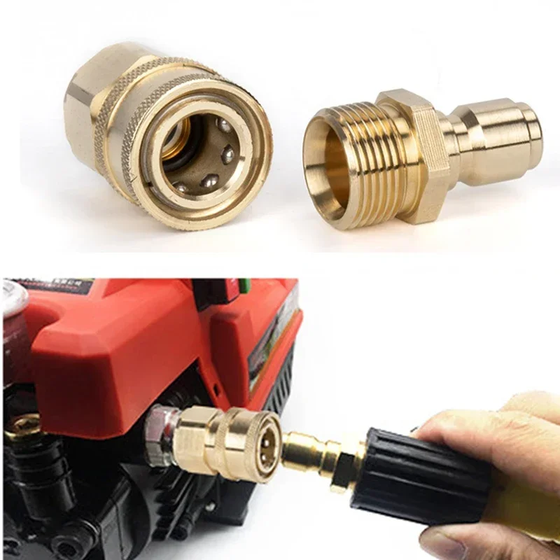 Kit adaptador de conexión rápida de latón M22, conector de manguera de lavadora de alta presión de 14/15mm para máquina de lavado de coches y tubería de pistola