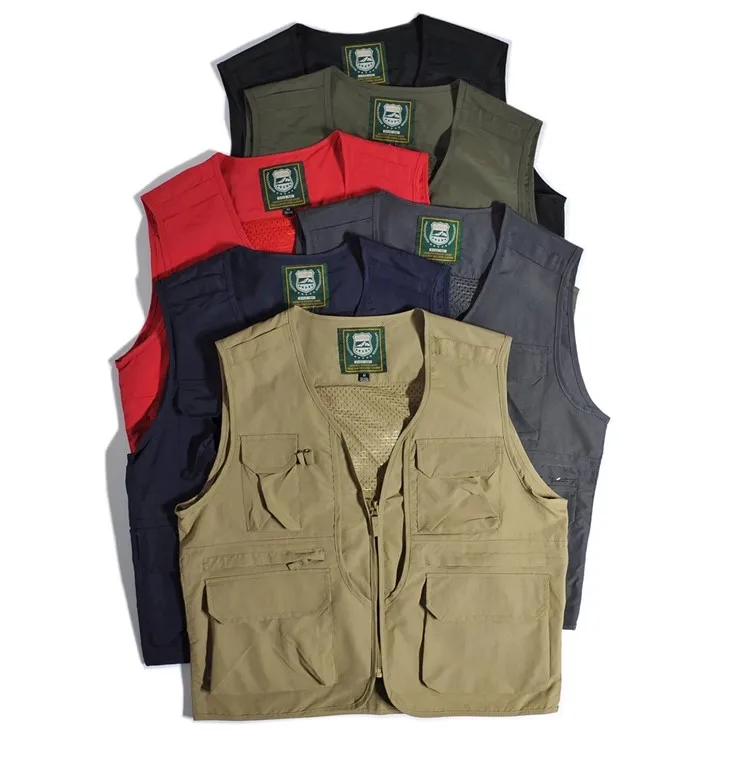 Trend cool autumn and winter outdoor travel must wear stand collar big vest men multi-pocket zipper design vest coat