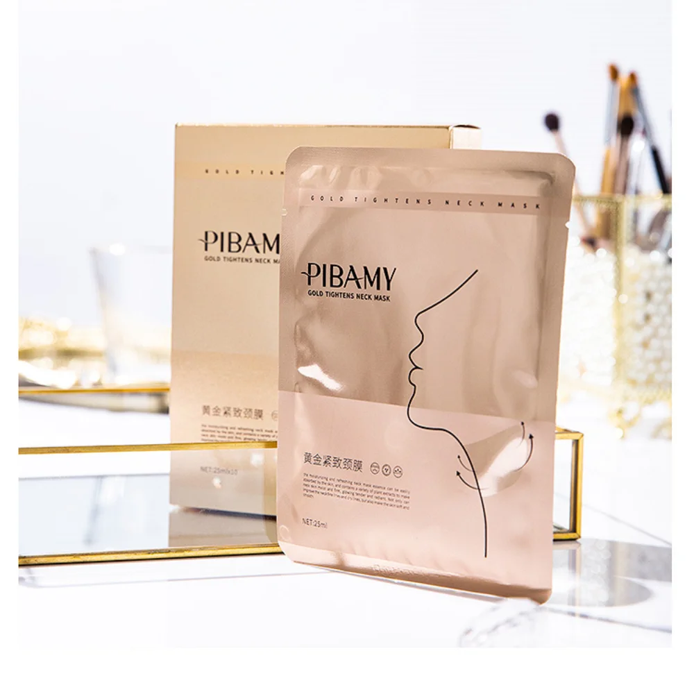 10pcs GOLD Firming Neck Mask Moisturizing Lifting Anti-Aging หน้ากากคอต่อต้านริ้วรอย Light Line ความงามคอ Skin Care ผลิตภัณฑ์