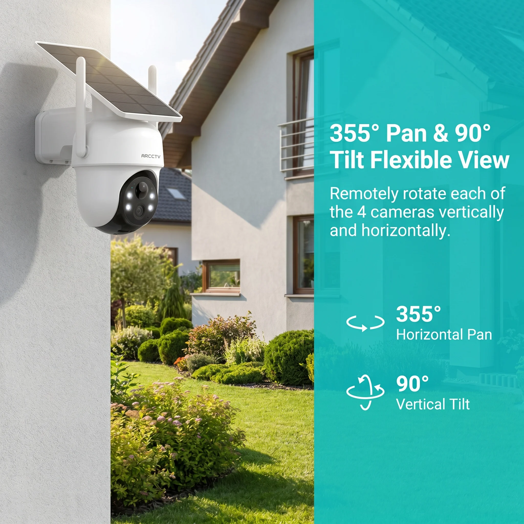 ARCCTV 4MP Solar Wifi Kamera Kit Outdoor Wireless Sicherheit Überwachung Kamera Set Sirene Alarm Humanoiden Erkennung Zwei-wege Audio – Detail 9