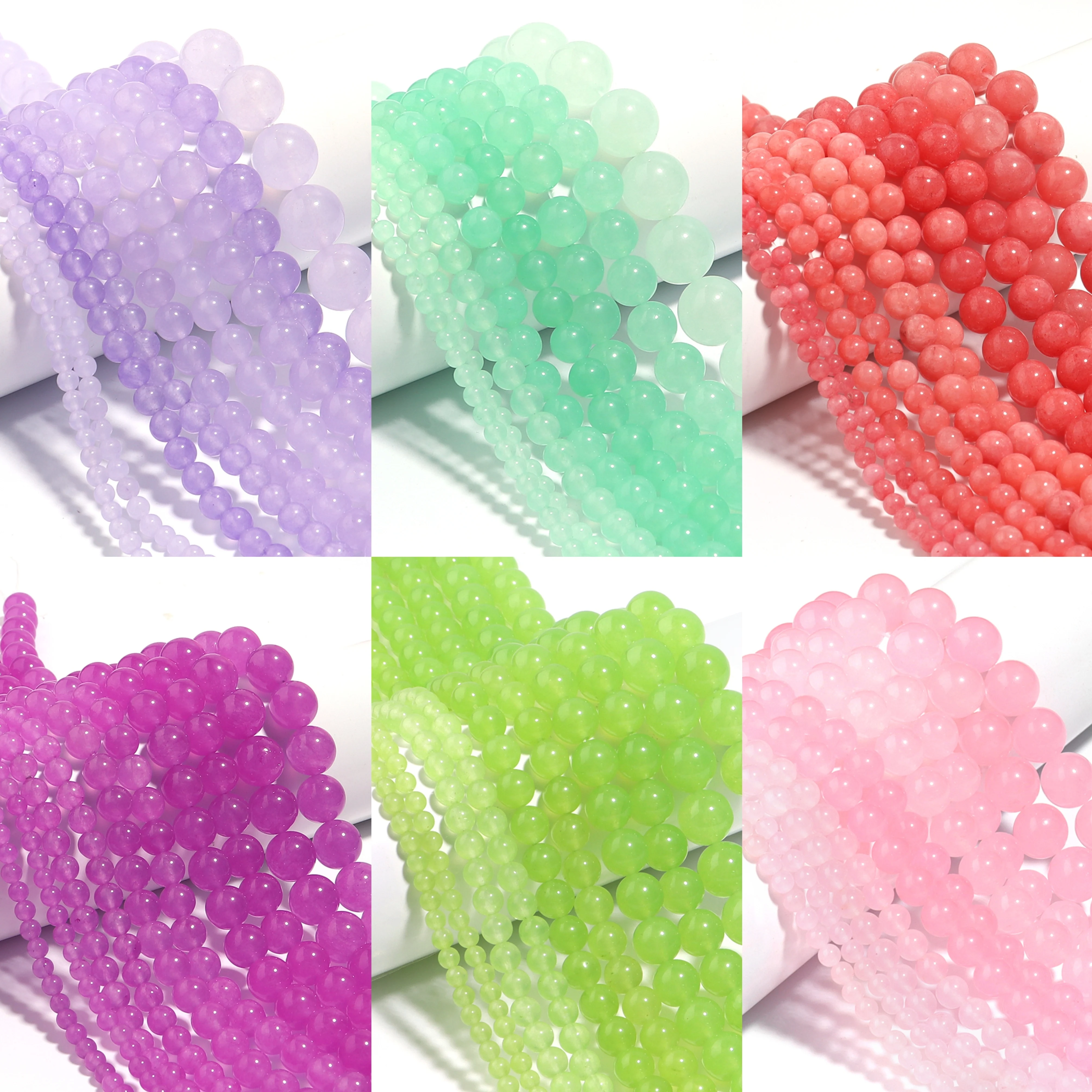 Natural Chalcedony Stone Beads Multicolor Loose Spacer Jades Stone Bead for DIY Bracelet Necklace Jewelry Making Accessories