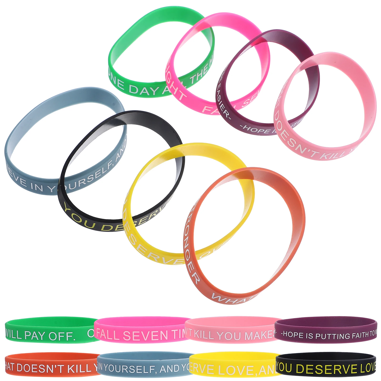 

100Pcs SiliconeBracelets MotivationalBands InspirationalQuotes ElasticStraps UnisexTeenWristbands 40Black 20Colored 20Pastel