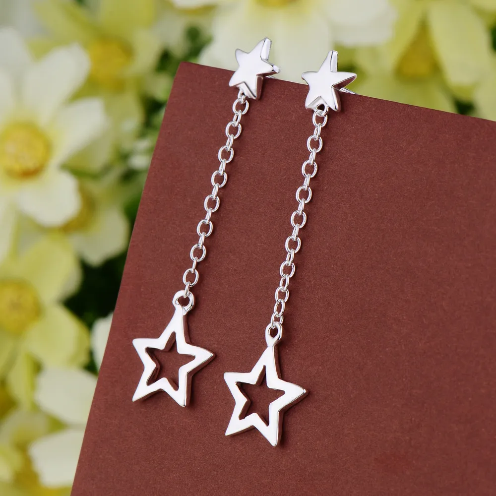 Neue Ohrringe aus 925er-Sterlingsilber, Sterne für Frauen, exquisiter Hochzeitsschmuck, elegante weibliche Accessoires, modische Party-Geschenke