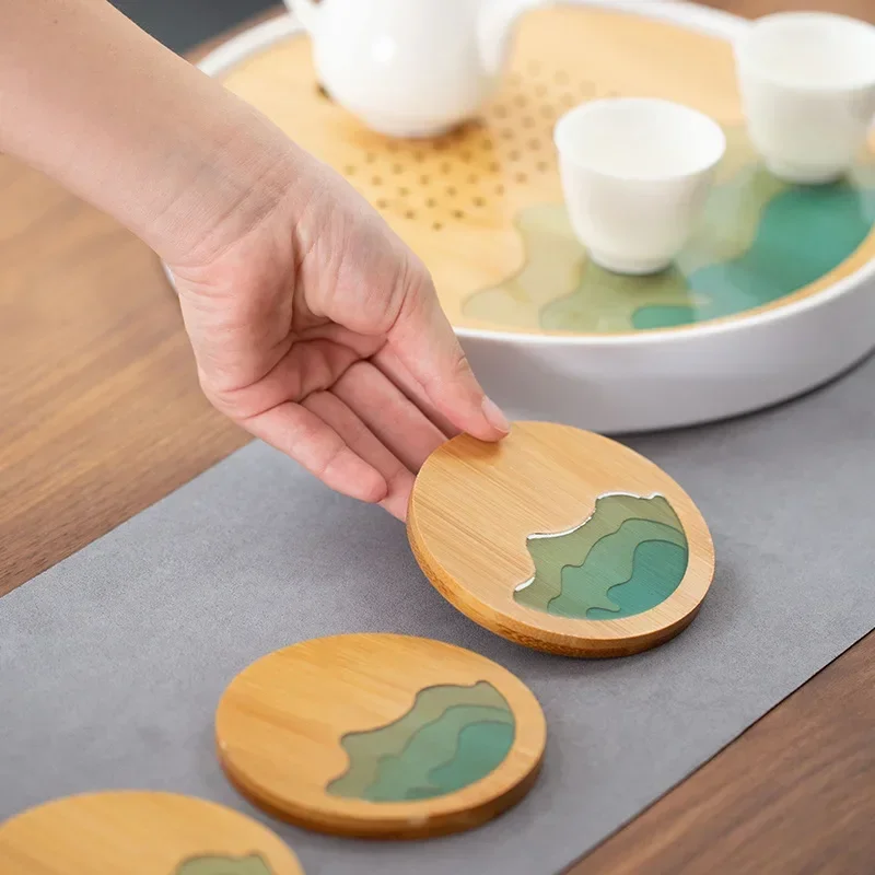 Sottobicchiere artistico tovaglietta portabicchieri in legno fresco tappetino antiscivolo isolamento termico tappetino per tazze accessori da cucina sottobicchiere per tazze da caffè