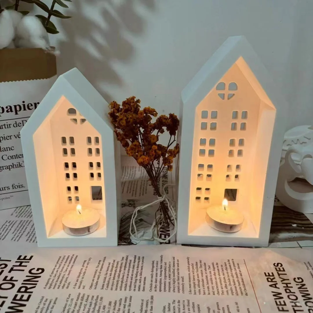 

Рождественский домик, Ароматизированная свеча, силиконовая форма, Рождественский подсвечник, украшения для дома, цементная настольная декоративная форма