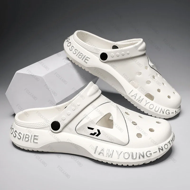 

Summer Outdoor Men's Anti Slip Fishing Shoes Wear Resistant Baotou Garden Work Slippers Outdoor Beach Sandals Indoor Slippers
